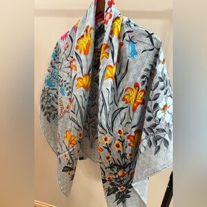 Floral Patterned Silk Scarf